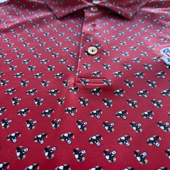 Peter Millar XL Ryder Cup 2020 Whistling Straits Polo Red Cow Print Golf Shirt - Picture 5 of 9